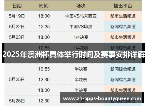 2025年澳洲杯具体举行时间及赛事安排详解 2025年澳洲杯具体举行时间及赛事安排详解